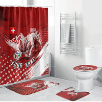 Personalized Switzerland Ibex Soccer 2026 Bathroom Set Grunge Swiss Football Cross Mountain