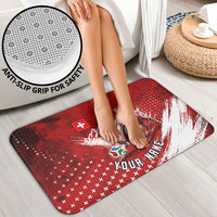 Personalized Switzerland Ibex Soccer 2026 Bathroom Set Grunge Swiss Football Cross Mountain