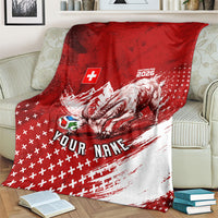 Personalized Switzerland Ibex Soccer 2026 Blanket Grunge Swiss Football Cross Mountain