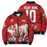 Personalized Switzerland Ibex Soccer 2026 Bomber Puffer Jacket Grunge Swiss Football Cross Mountain