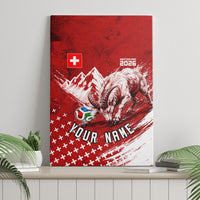Personalized Switzerland Ibex Soccer 2026 Canvas Wall Art Grunge Swiss Football Cross Mountain