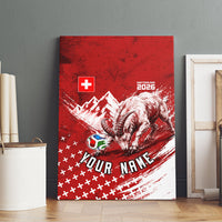 Personalized Switzerland Ibex Soccer 2026 Canvas Wall Art Grunge Swiss Football Cross Mountain