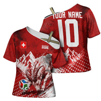 Personalized Switzerland Ibex Soccer 2026 Cross Shoulder Shirt Grunge Swiss Football Cross Mountain