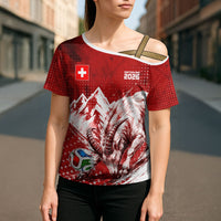 Personalized Switzerland Ibex Soccer 2026 Cross Shoulder Shirt Grunge Swiss Football Cross Mountain