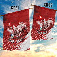 Personalized Switzerland Ibex Soccer 2026 Garden Flag Grunge Swiss Football Cross Mountain