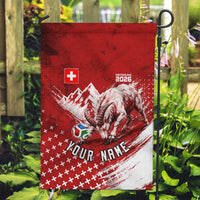 Personalized Switzerland Ibex Soccer 2026 Garden Flag Grunge Swiss Football Cross Mountain