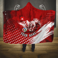 Personalized Switzerland Ibex Soccer 2026 Hooded Blanket Grunge Swiss Football Cross Mountain