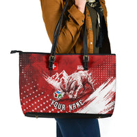 Personalized Switzerland Ibex Soccer 2026 Leather Tote Bag Grunge Swiss Football Cross Mountain
