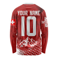 Personalized Switzerland Ibex Soccer 2026 Long Sleeve Shirt Grunge Swiss Football Cross Mountain