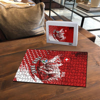 Personalized Switzerland Ibex Soccer 2026 Puzzle Grunge Swiss Football Cross Mountain