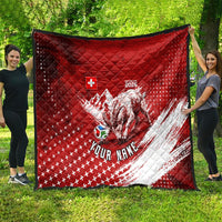 Personalized Switzerland Ibex Soccer 2026 Quilt Grunge Swiss Football Cross Mountain