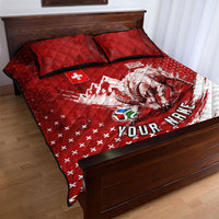 Personalized Switzerland Ibex Soccer 2026 Quilt Bed Set Grunge Swiss Football Cross Mountain