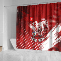 Personalized Switzerland Ibex Soccer 2026 Shower Curtain Grunge Swiss Football Cross Mountain