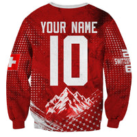 Personalized Switzerland Ibex Soccer 2026 Sweatshirt Grunge Swiss Football Cross Mountain