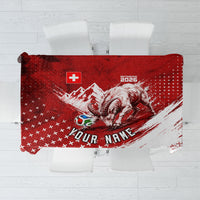 Personalized Switzerland Ibex Soccer 2026 Tablecloth Grunge Swiss Football Cross Mountain