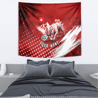 Personalized Switzerland Ibex Soccer 2026 Tapestry Grunge Swiss Football Cross Mountain