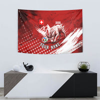 Personalized Switzerland Ibex Soccer 2026 Tapestry Grunge Swiss Football Cross Mountain