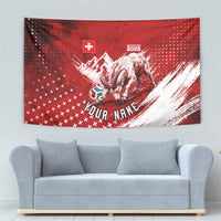 Personalized Switzerland Ibex Soccer 2026 Tapestry Grunge Swiss Football Cross Mountain