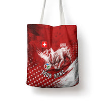 Personalized Switzerland Ibex Soccer 2026 Tote Bag Grunge Swiss Football Cross Mountain