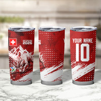 Personalized Switzerland Ibex Soccer 2026 Tumbler Cup Grunge Swiss Football Cross Mountain