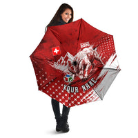 Personalized Switzerland Ibex Soccer 2026 Umbrella Grunge Swiss Football Cross Mountain