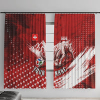 Personalized Switzerland Ibex Soccer 2026 Window Curtain Grunge Swiss Football Cross Mountain