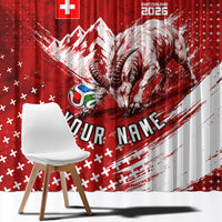 Personalized Switzerland Ibex Soccer 2026 Window Curtain Grunge Swiss Football Cross Mountain