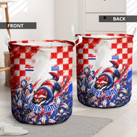 Personalized Croatia Marten Soccer 2026 Laundry Basket Football Grunge Checkerboard Croatian Iris Floral