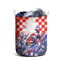 Personalized Croatia Marten Soccer 2026 Laundry Basket Football Grunge Checkerboard Croatian Iris Floral
