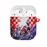 Personalized Croatia Marten Soccer 2026 AirPods Case Football Grunge Checkerboard Croatian Iris Floral
