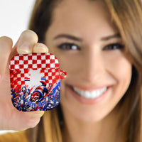 Personalized Croatia Marten Soccer 2026 AirPods Case Football Grunge Checkerboard Croatian Iris Floral