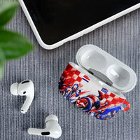 Personalized Croatia Marten Soccer 2026 AirPods Case Football Grunge Checkerboard Croatian Iris Floral