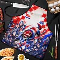 Personalized Croatia Marten Soccer 2026 Apron Football Grunge Checkerboard Croatian Iris Floral