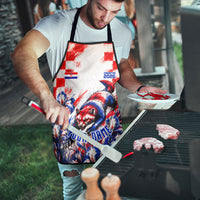 Personalized Croatia Marten Soccer 2026 Apron Football Grunge Checkerboard Croatian Iris Floral