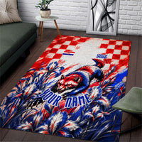 Personalized Croatia Marten Soccer 2026 Area Rug Football Grunge Checkerboard Croatian Iris Floral
