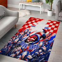 Personalized Croatia Marten Soccer 2026 Area Rug Football Grunge Checkerboard Croatian Iris Floral