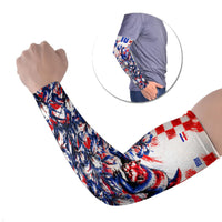 Personalized Croatia Marten Soccer 2026 Arm Sleeves Football Grunge Checkerboard Croatian Iris Floral