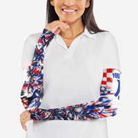 Personalized Croatia Marten Soccer 2026 Arm Sleeves Football Grunge Checkerboard Croatian Iris Floral