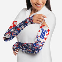 Personalized Croatia Marten Soccer 2026 Arm Sleeves Football Grunge Checkerboard Croatian Iris Floral