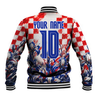 Personalized Croatia Marten Soccer 2026 Baseball Jacket Football Grunge Checkerboard Croatian Iris Floral