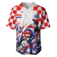 Personalized Croatia Marten Soccer 2026 Baseball Jersey Football Grunge Checkerboard Croatian Iris Floral