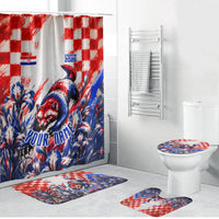 Personalized Croatia Marten Soccer 2026 Bathroom Set Football Grunge Checkerboard Croatian Iris Floral