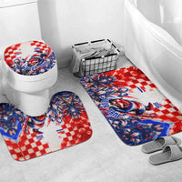Personalized Croatia Marten Soccer 2026 Bathroom Set Football Grunge Checkerboard Croatian Iris Floral
