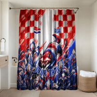 Personalized Croatia Marten Soccer 2026 Bathroom Set Football Grunge Checkerboard Croatian Iris Floral