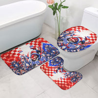 Personalized Croatia Marten Soccer 2026 Bathroom Set Football Grunge Checkerboard Croatian Iris Floral