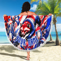 Personalized Croatia Marten Soccer 2026 Beach Blanket Football Grunge Checkerboard Croatian Iris Floral
