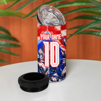 Personalized Croatia Marten Soccer 2026 4 in 1 Can Cooler Tumbler Football Grunge Checkerboard Croatian Iris Floral