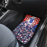 Personalized Croatia Marten Soccer 2026 Car Mats Football Grunge Checkerboard Croatian Iris Floral