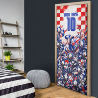 Personalized Croatia Marten Soccer 2026 Door Cover Football Grunge Checkerboard Croatian Iris Floral