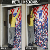 Personalized Croatia Marten Soccer 2026 Door Cover Football Grunge Checkerboard Croatian Iris Floral